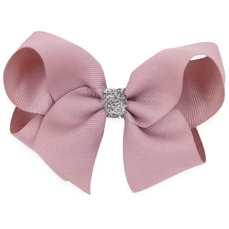 Bow's by Stær Classic Bow - Antique Rose/Silver Glitter - 10 cm