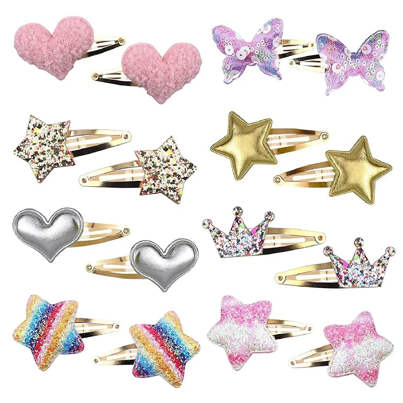 Wholesale Cute Sequin Stars Butterfly Heart Bangs Hair Clips