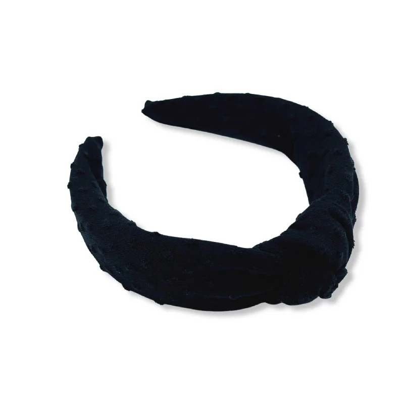 Solid Black Dotted Hard Headband