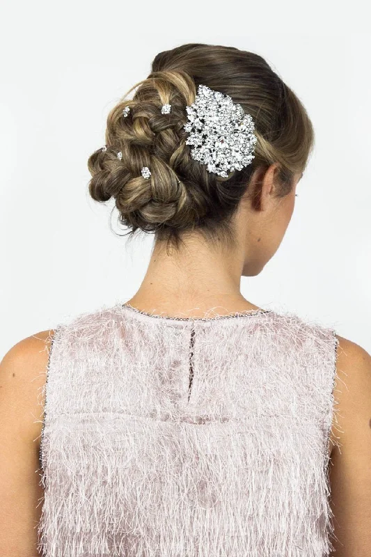 Oval Crystal Flower Barrette