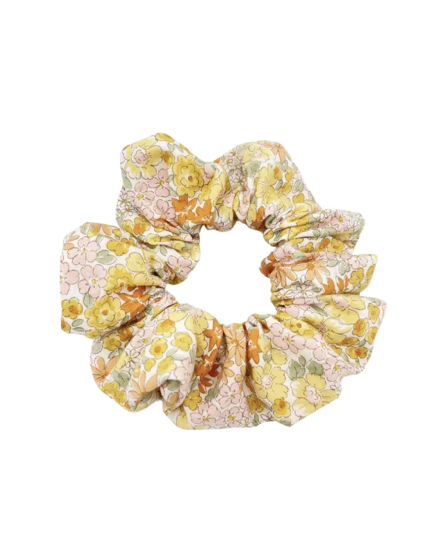 Yellow Floral Scrunchie