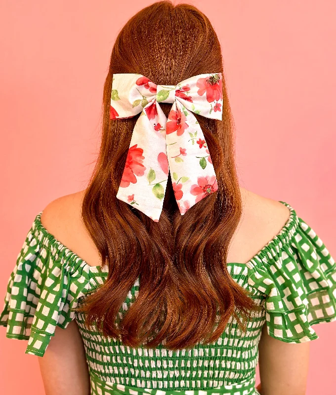 White Floral Hair Bow