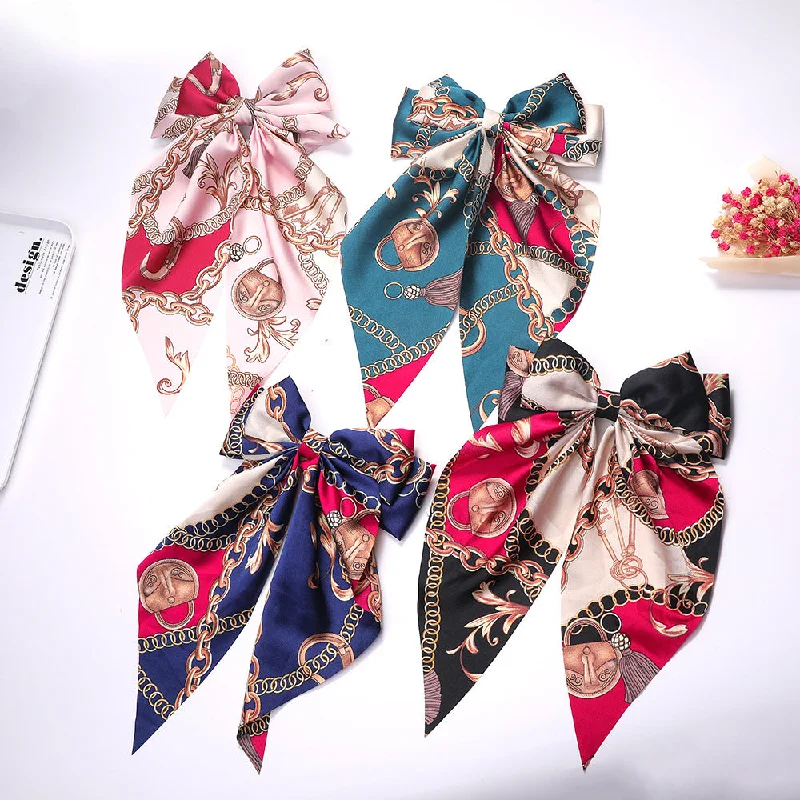 Wholesale New Chain Bow Ribbon Fabric Hairpin