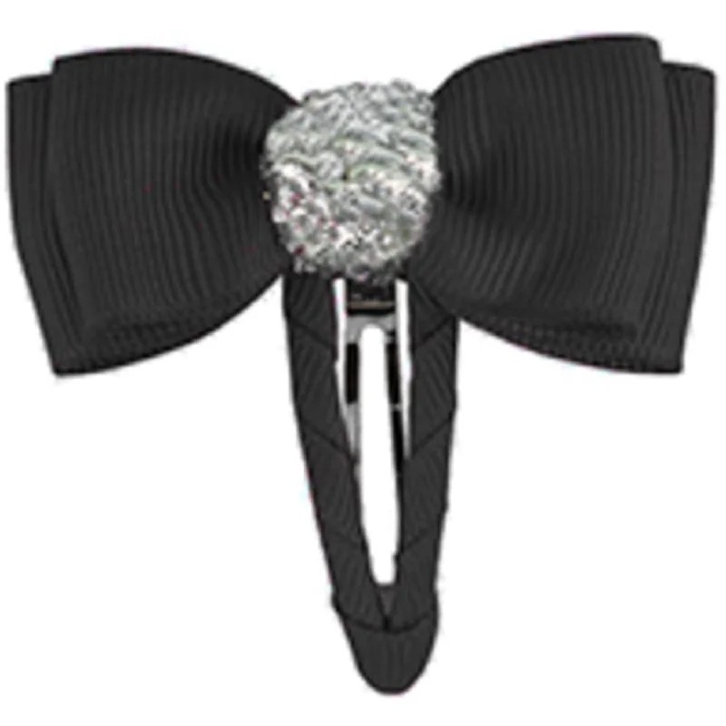 Bow's by Stær Double Bow Hair Clip - Black/Silver Glitter