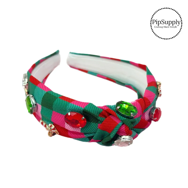 Very Merry Grid Embellished Knotted Headband