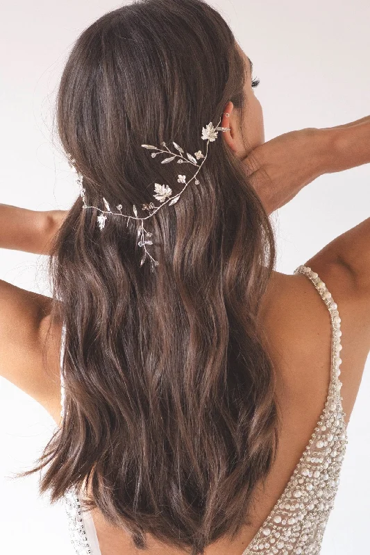 Silver Leaves Crystal Headband