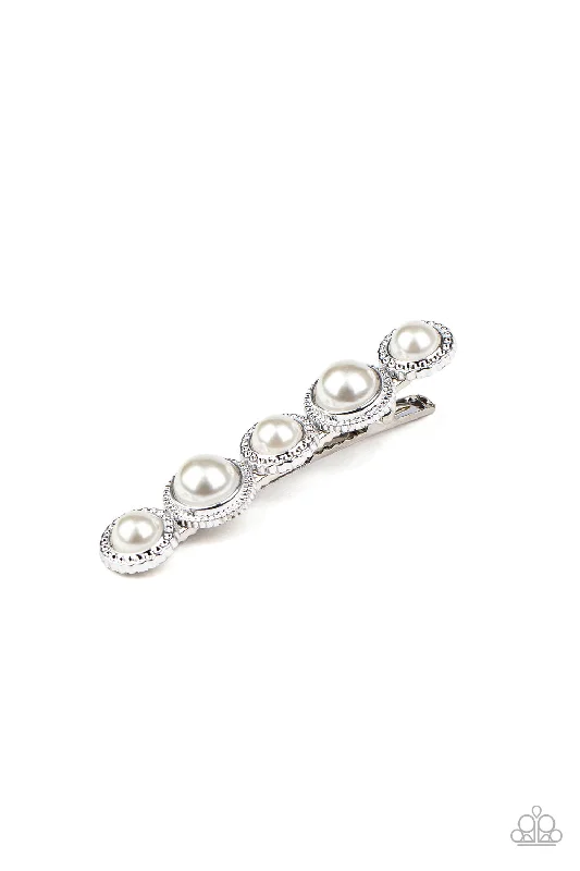 HAIR Comes The Bride White Hair Clip - Paparazzi Accessories