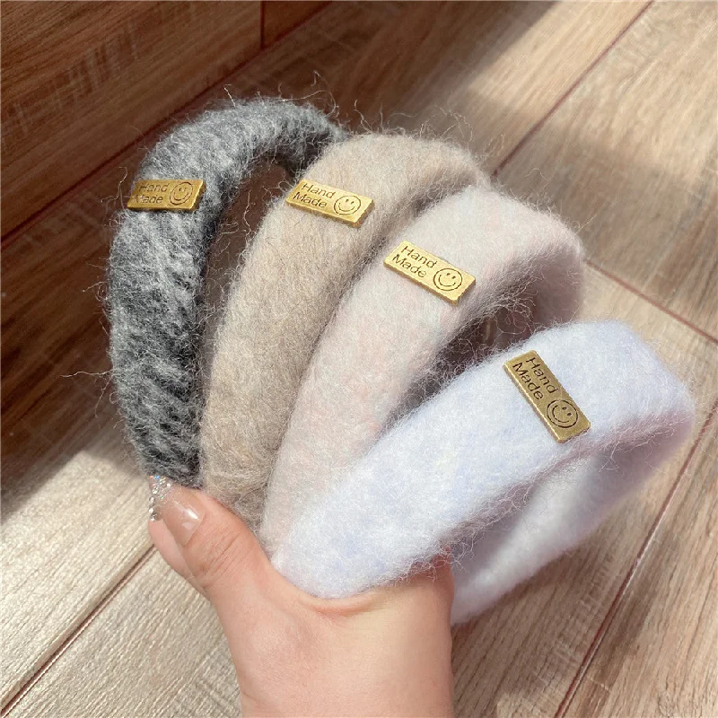 Wholesale Autumn and Winter Letter Sticker Mink Hair Sponge Headband