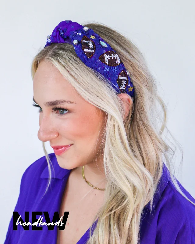 Purple Sequin Football Headband