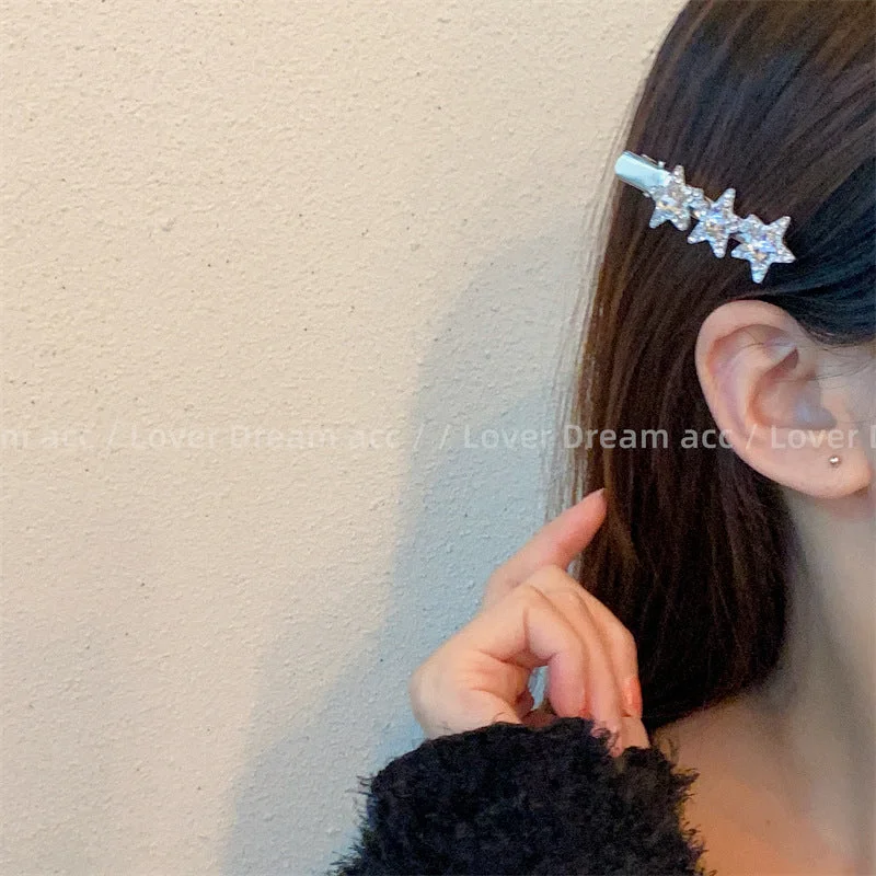 Wholesale Pink Rhinestone Pentagram Mixed Material Hair Clips