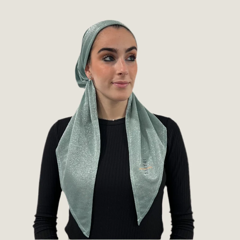 Mint Green Shimmer Pre-Tied Scarf