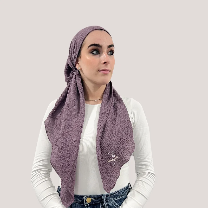 Dusty Purple Crinkle Pre-Tied Scarf