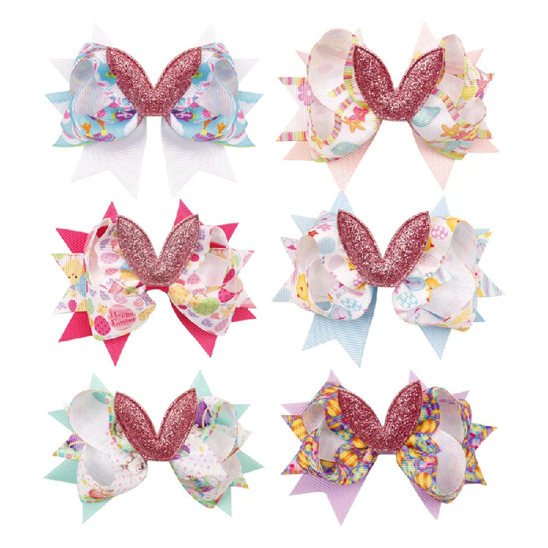 Wholesale Easter Kids Bows Cloth Hair Clips