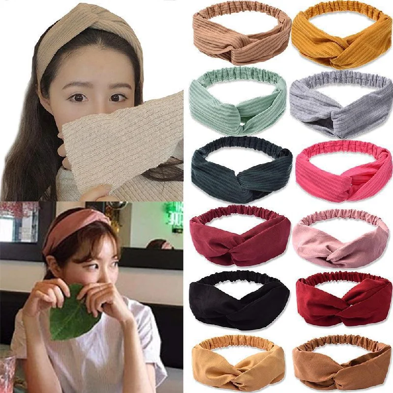 Wholesale Suede Cross Knit Face Wash Headband