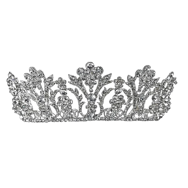 Estella Crystal Floral Bouquet Silver Tiara