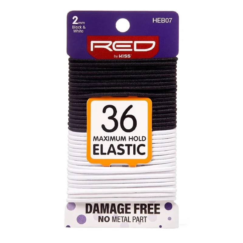 Red by Kiss Maximum Hold Elastic Black & White 2mm 36ct