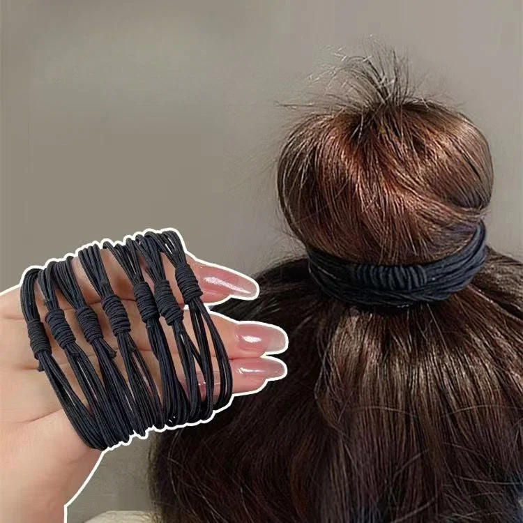 Wholesale Rubber Band High Elasticity, Durable Black, No Damage To Hair, Meatballs Hair Scrunchies