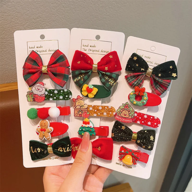 Wholesale Children's Red Bow Christmas Snowman Holiday Dress Up Hair Clips