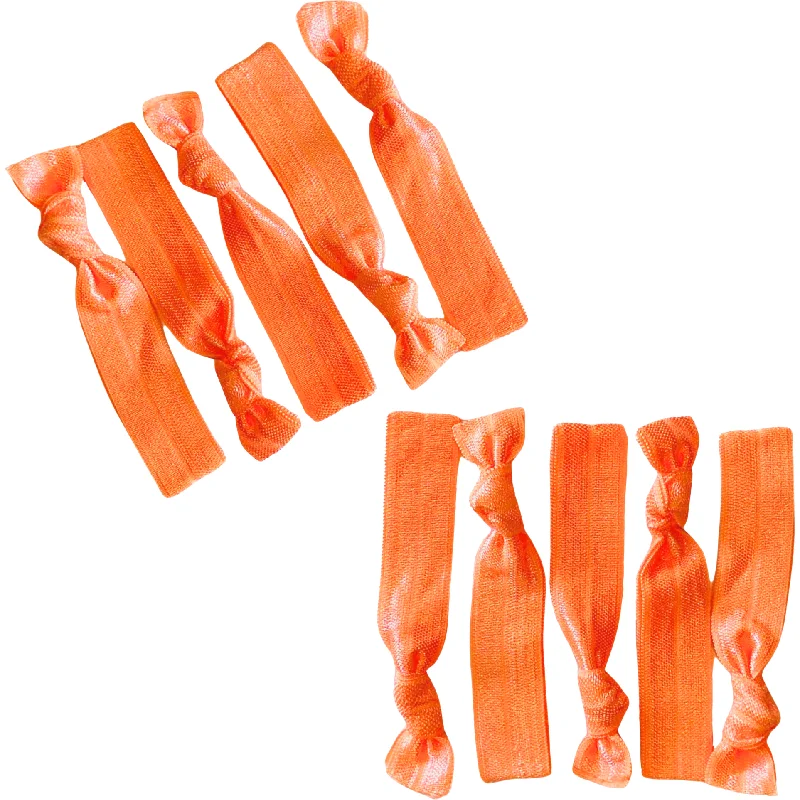 Neon Orange Ribbon Hair Ties - 10