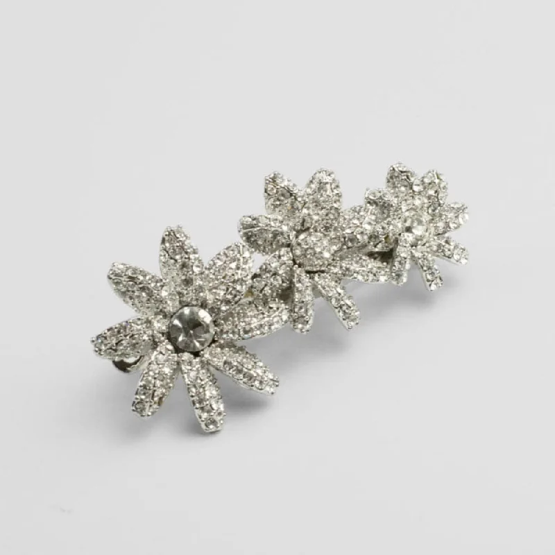 Crystal Three Flower Barrette