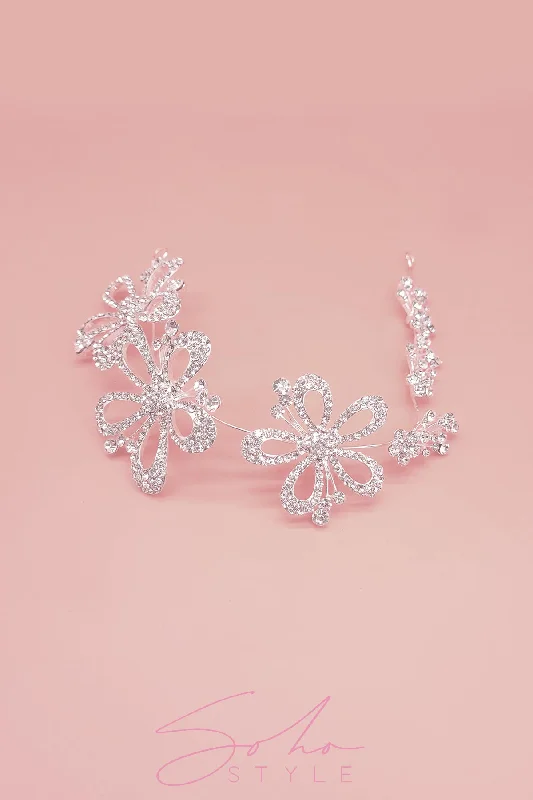 Diamond Encrusted Flowers Hair Crown