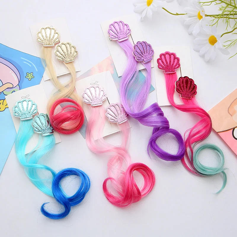 Wholesale Mermaid Color Gradient Wig Fabric Hair Clips