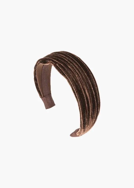 Natasha Velvet Headband -- Chocolate