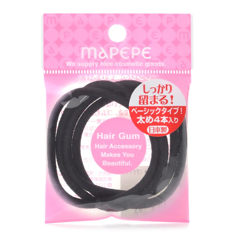 Mapepe Basic Type Hair Tie Black 4pcs