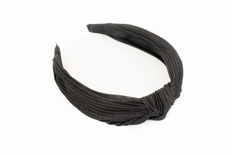 Black Ribbed Knotted Headband