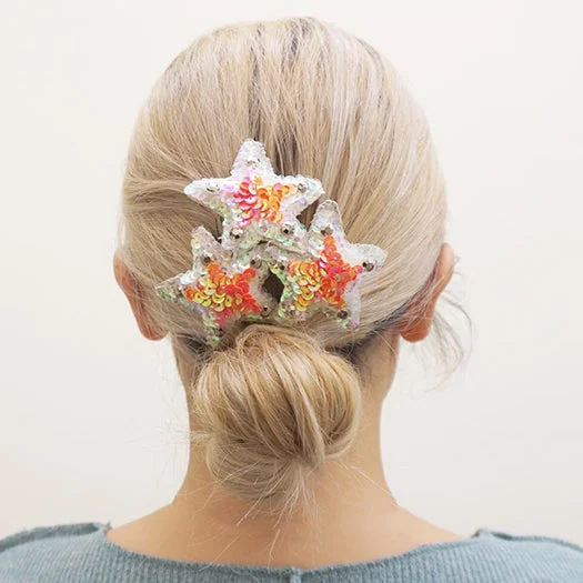 3 Pink Stars-Sequence Hair Comb