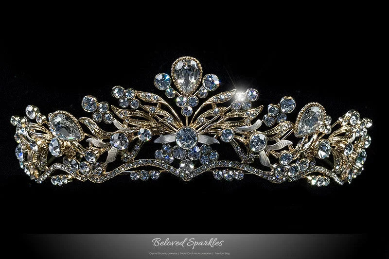 Sabella Victorian Art Deco Crystal Gold Tiara