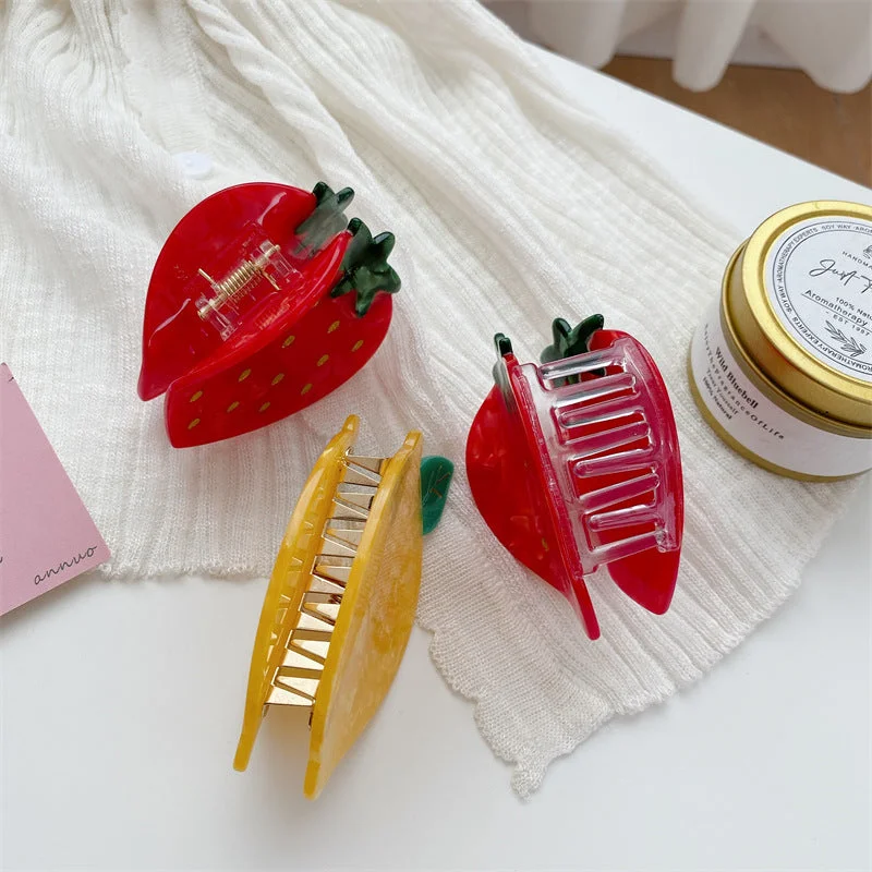 Wholesale Cute Strawberry Large Acetate Hair Clips