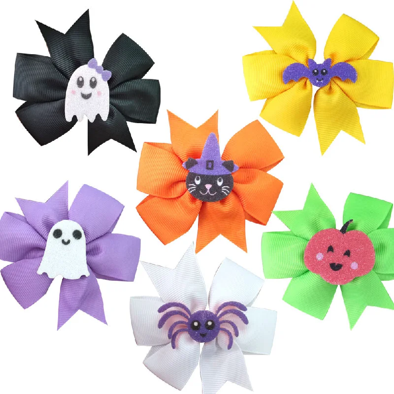 Wholesale Halloween Solid Color Bow Hairpin