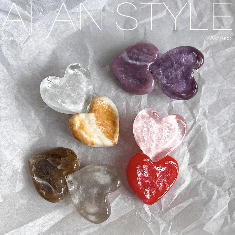 Wholesale Marble Heart Sweet Resin Hair Clips