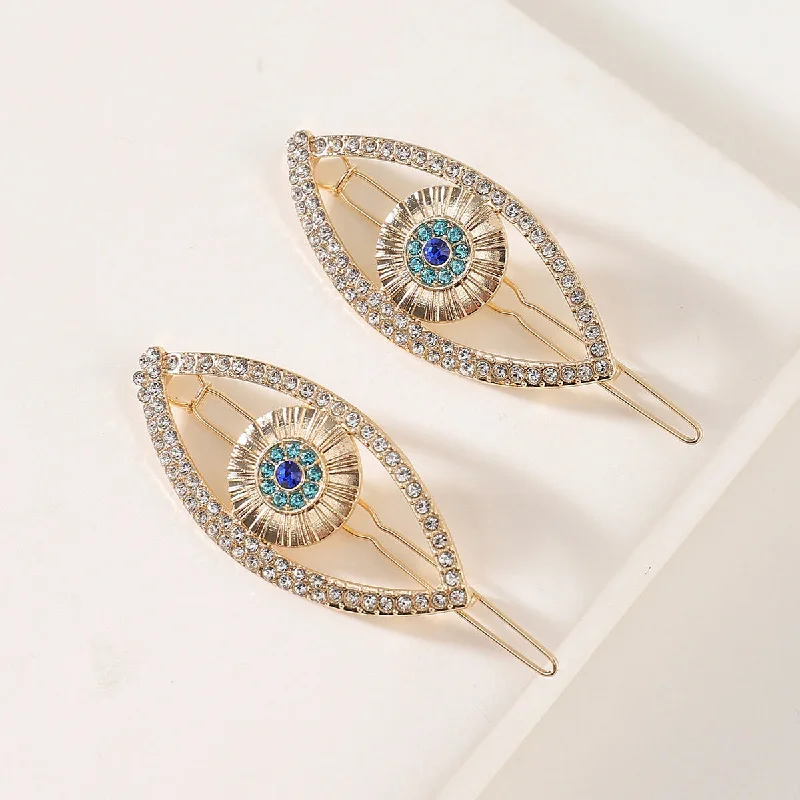 Wholesale Rhinestone Flash Diamond Devil Eye Metal Hair Clips