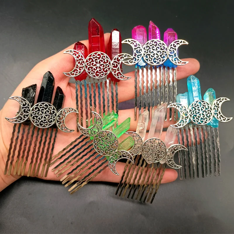 Wholesale Natural Crystal Hair Comb Metal Hair Clips