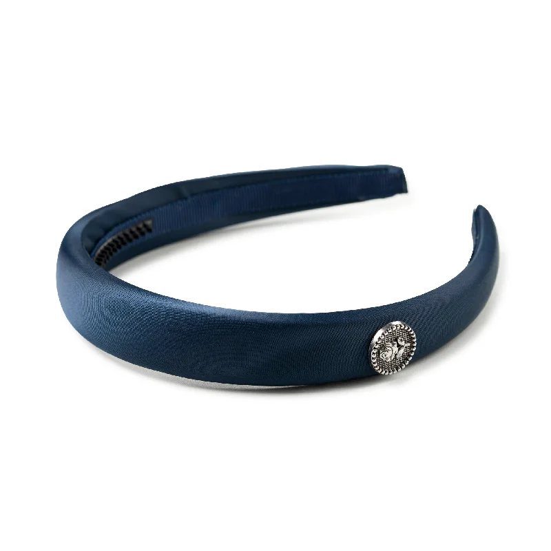 Halo Luxe Rosa Vintage Satin Headband - Navy