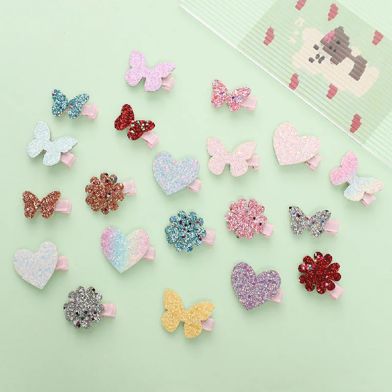 Wholesale 10pcs Crown Duck Clip Butterfly Diamond Sequins Hair Accessories Children Broken Hair Hair Clips