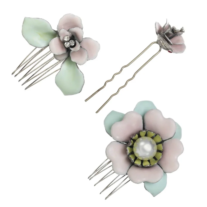 In Stock- Matte Enameled Floral Combo Set