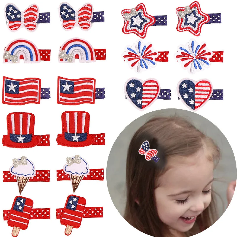 Wholesale American Independence Day Fabric Hair Clips