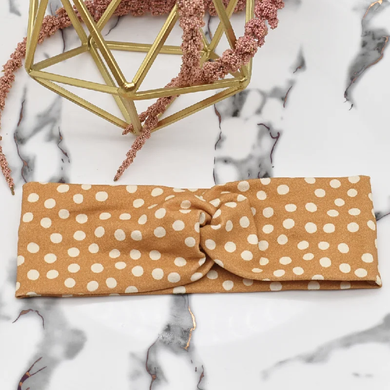 Mustard yellow polka dot full headband