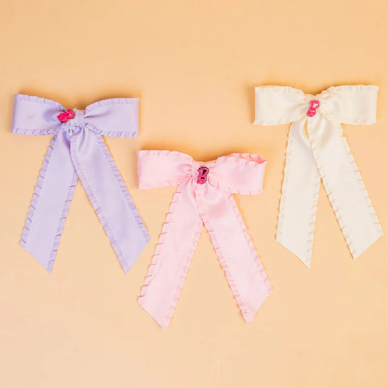 Barbie Hair Bows with Barbie Charm - Set of 3 - Pink, Purple & White