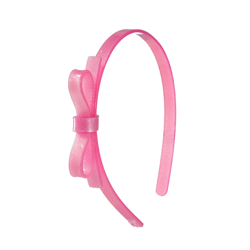 Thin Bow Pink Satin Headband -VAL24