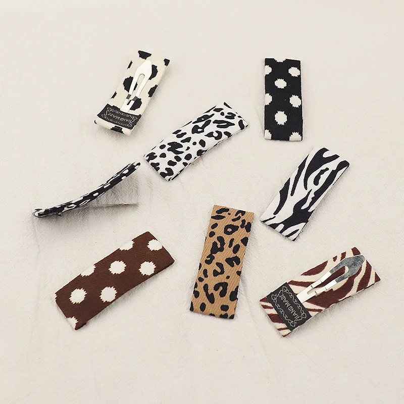 Wholesale Leopard Print Simple and Versatile Bangs Fabric Hair Clips