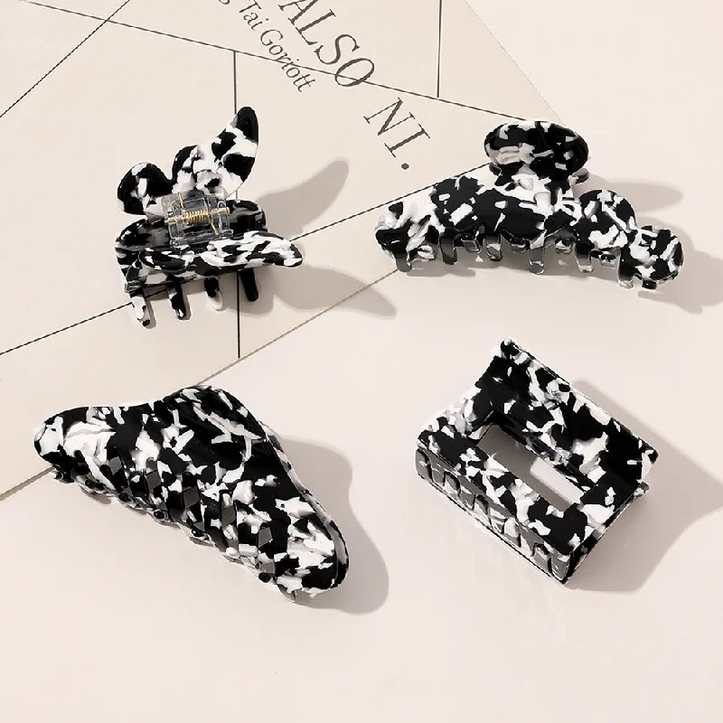 Wholesale Vintage Black and White Butterfly Acetate Hair Clips