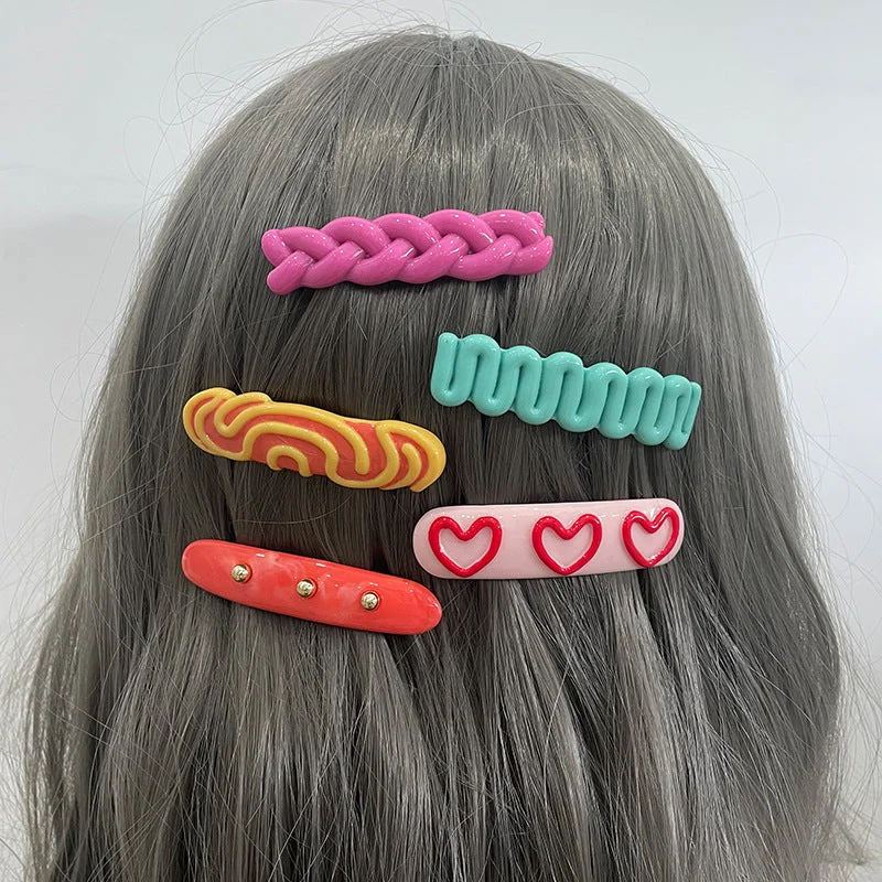 Wholesale Candy Color Resin Wavy Hair Clips