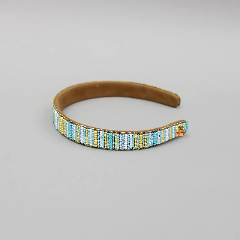 Multicoloured Bead Embellished Brown Hairband