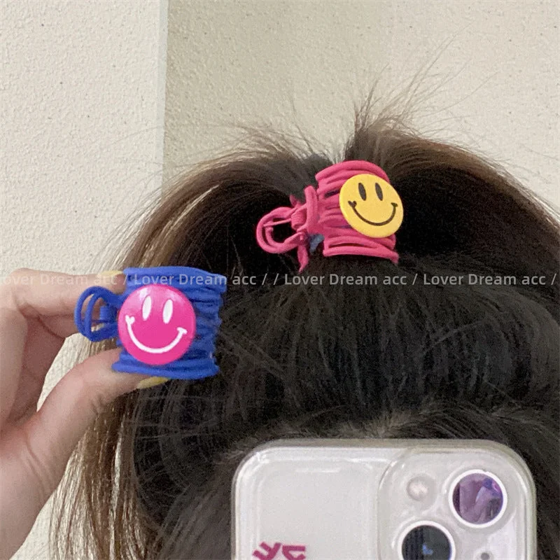 Wholesale Color Smiley Face Mixed Material Hair Clips