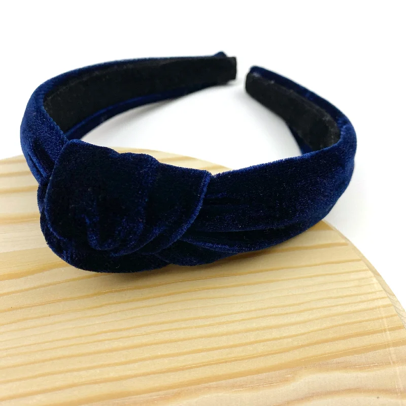 Richest Navy Velvet Wholesale Knotted Headband