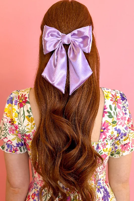 Lilac Satin Hair Bow